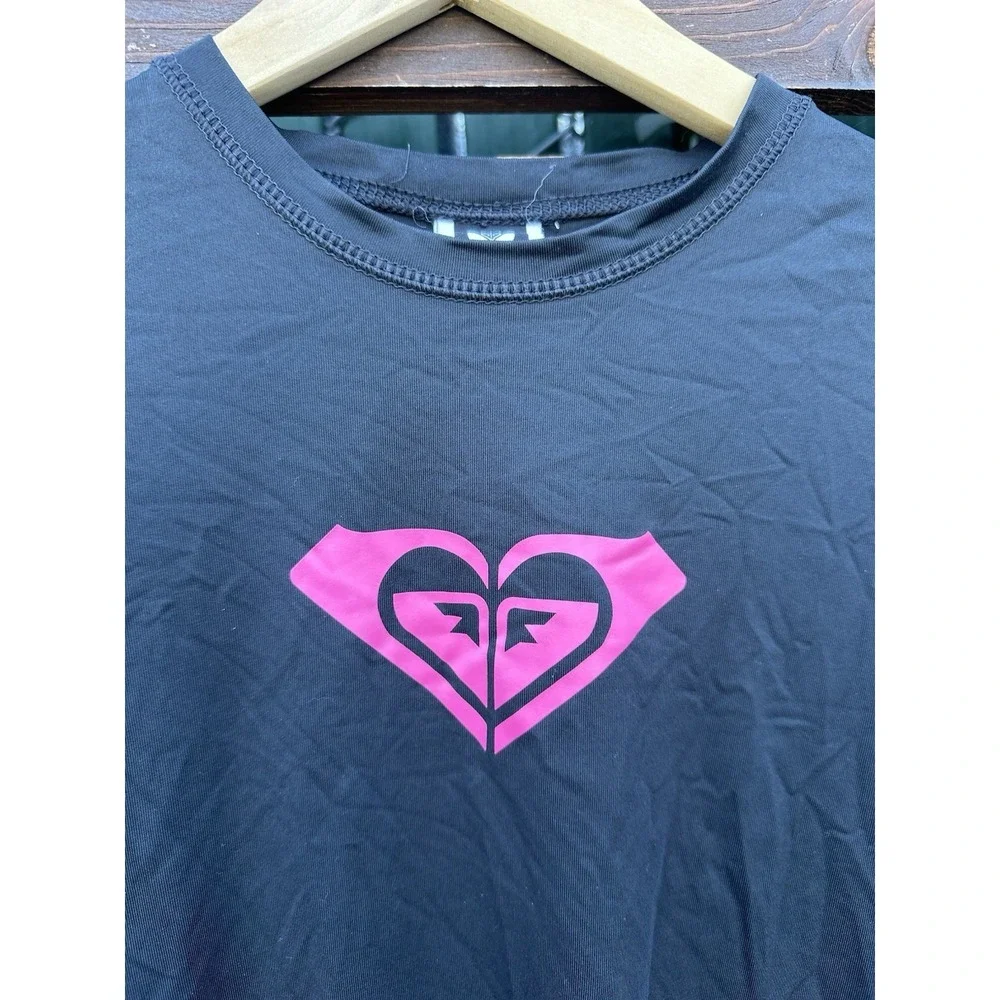 Vtg Y2K Roxy Logo Hot‎ Pink Rashguard Size Medium